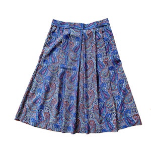 Vintage Liberty of London paisley skirt, wool pleated midi skirt