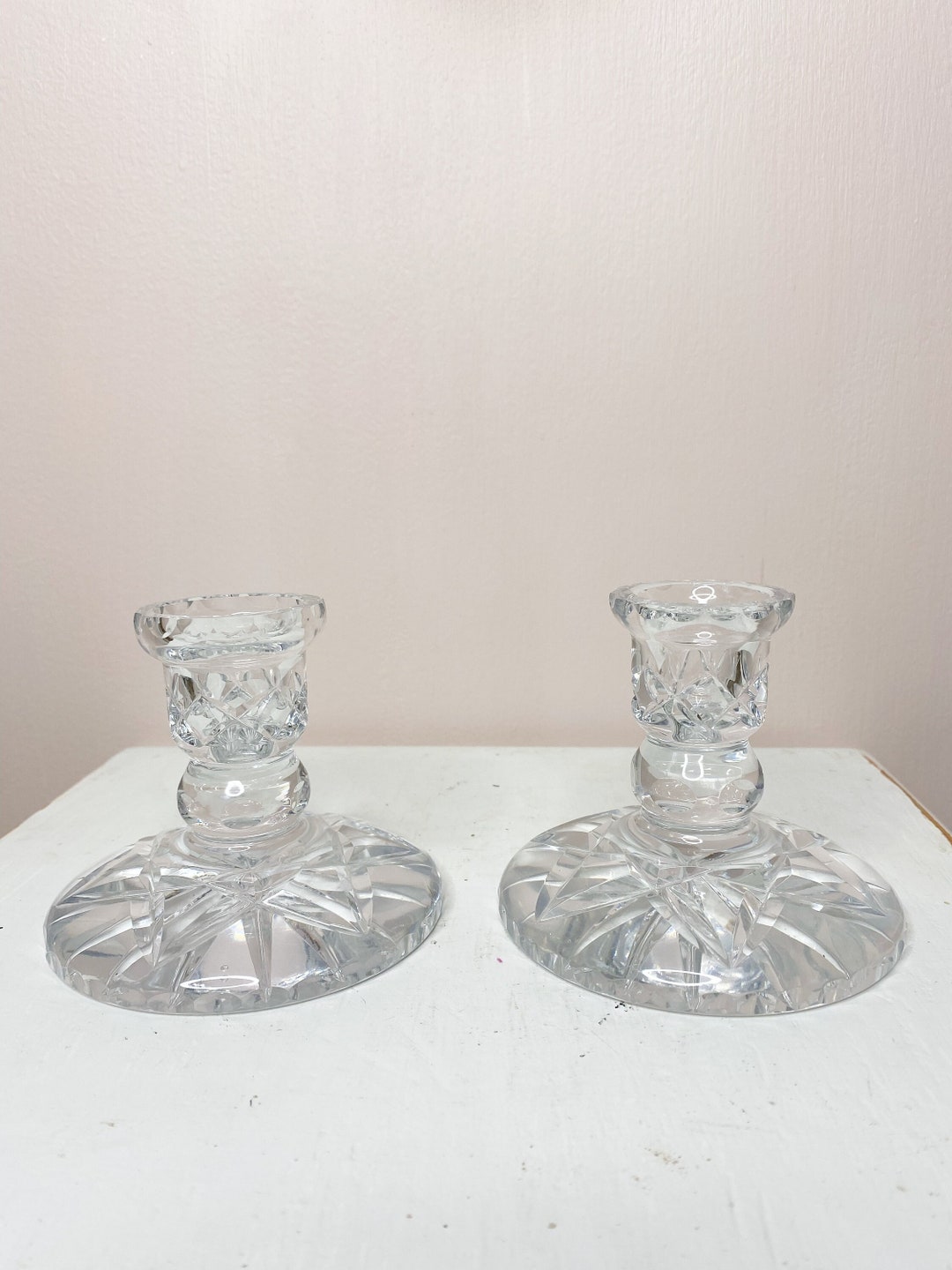 Vintage Crystal Candlestick Holders, Unique Taper Candle Holder Set Etsy