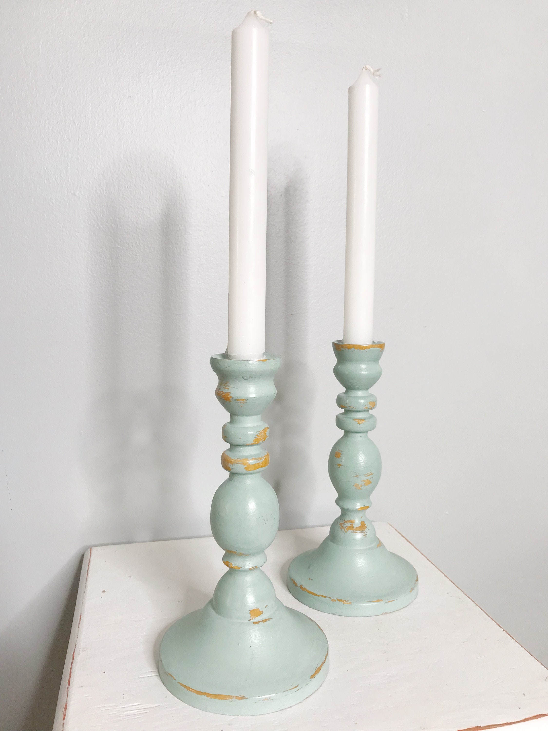 Hand painted candle holder wooden candlestick holders Etsy