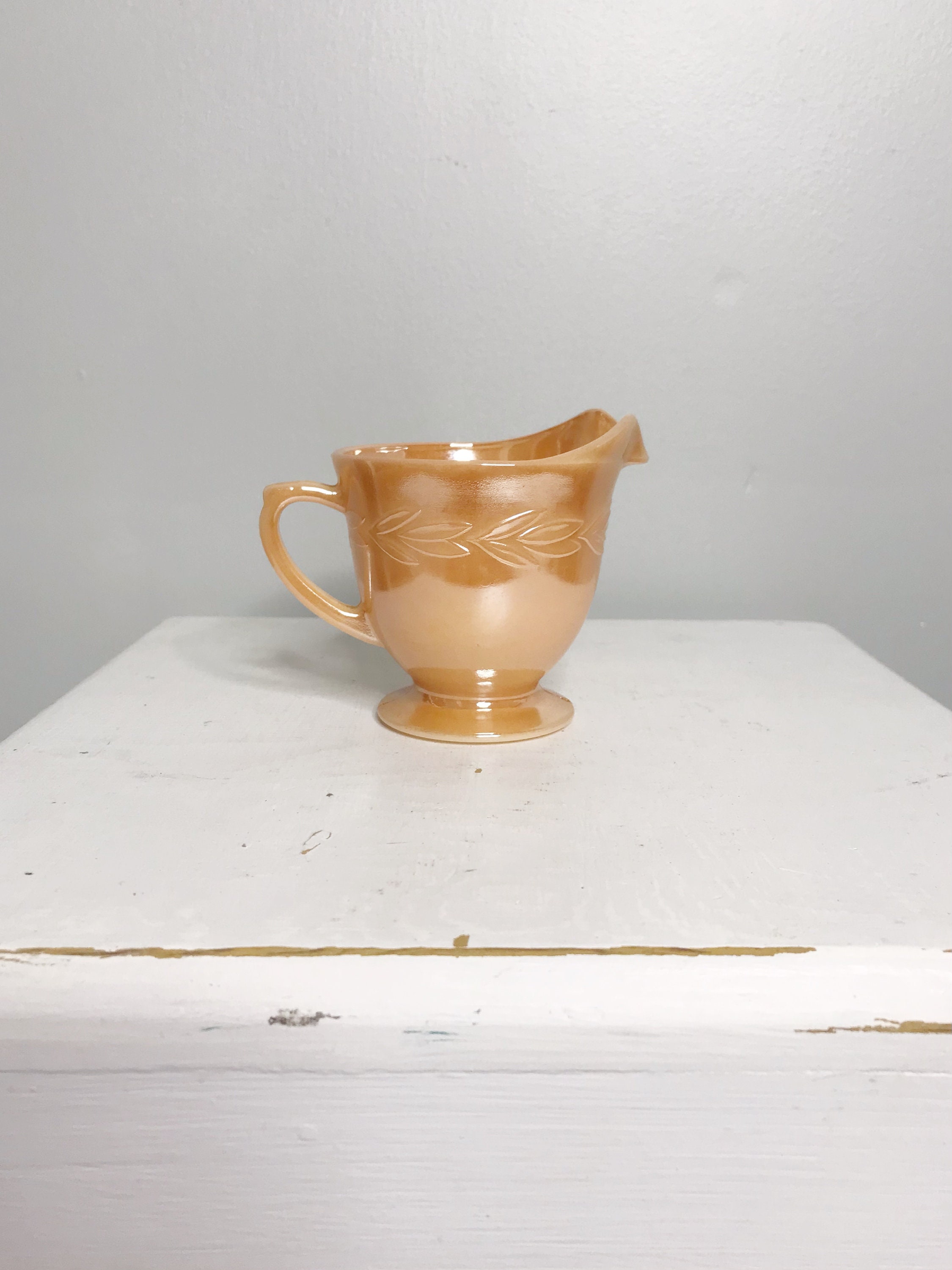 Vintage Fire king creamer small orange milk glass lusterware Etsy