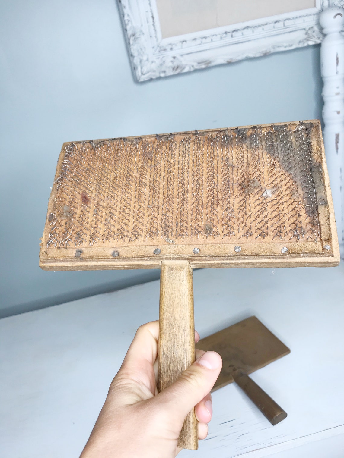 Antique Wool Carding Brushes Wooden Wool Carders Etsy