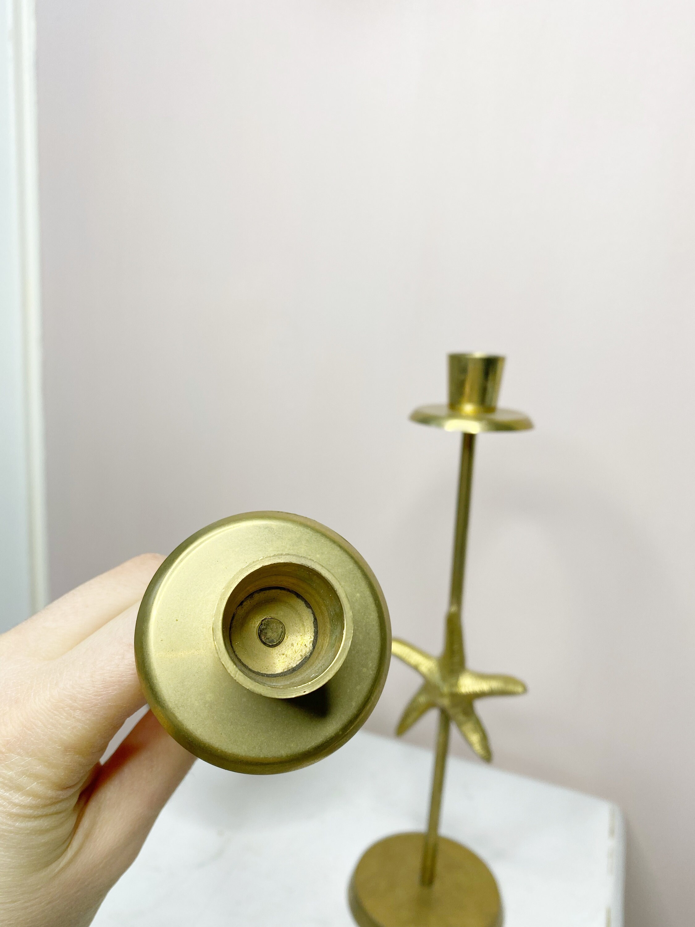 Tall Starfish Candle Holders Brass Candlestick Holders Etsy