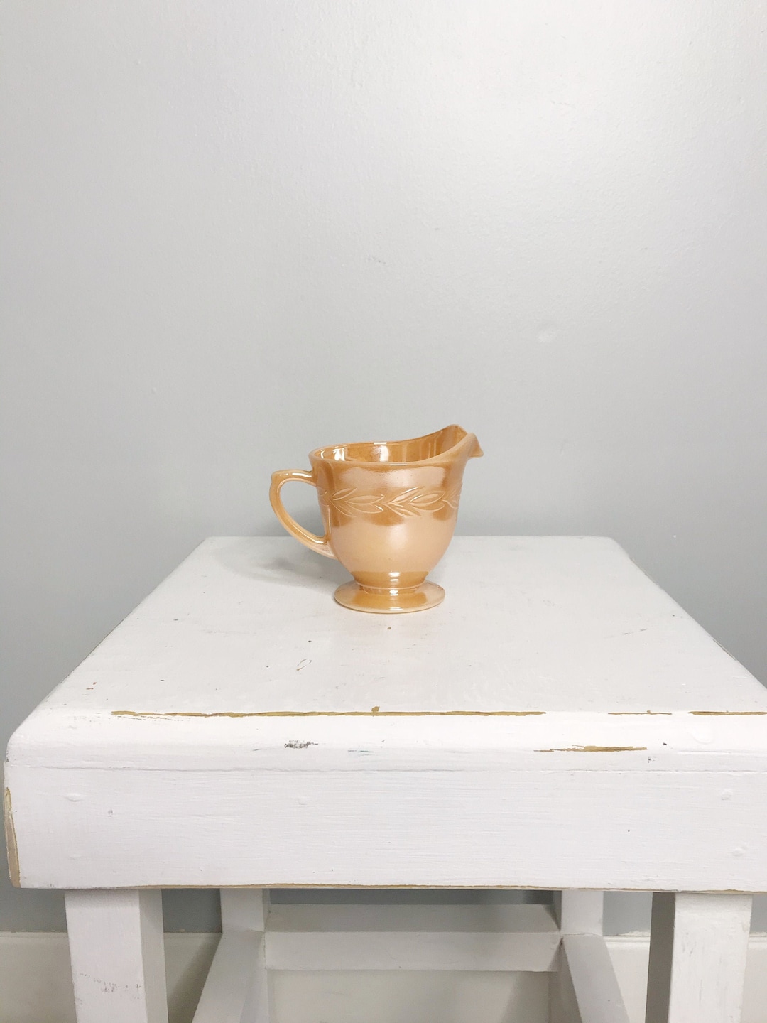 Vintage Fire King Creamer, Small Orange Milk Glass Lusterware Creamer Etsy