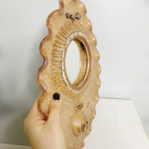 ADIA clay wall hanging mirror, vintage handmade ceramic wall art image 8