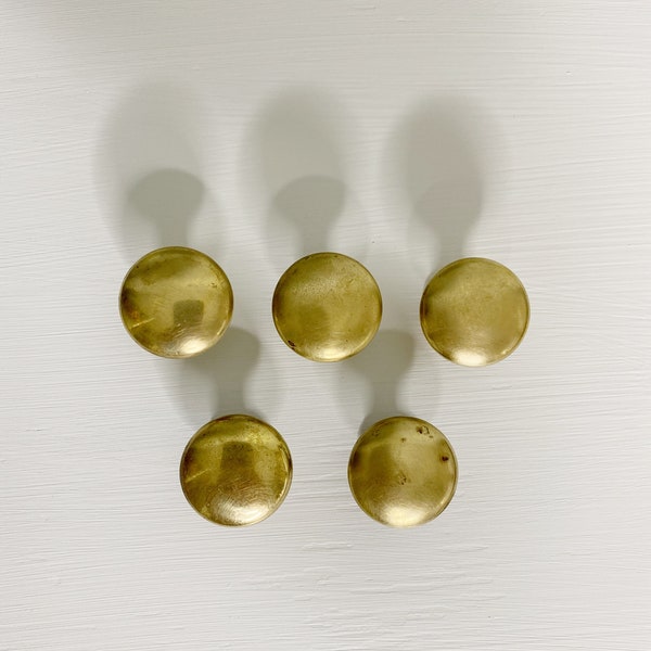 Vintage solid brass knobs, round brass cabinet/drawers knobs