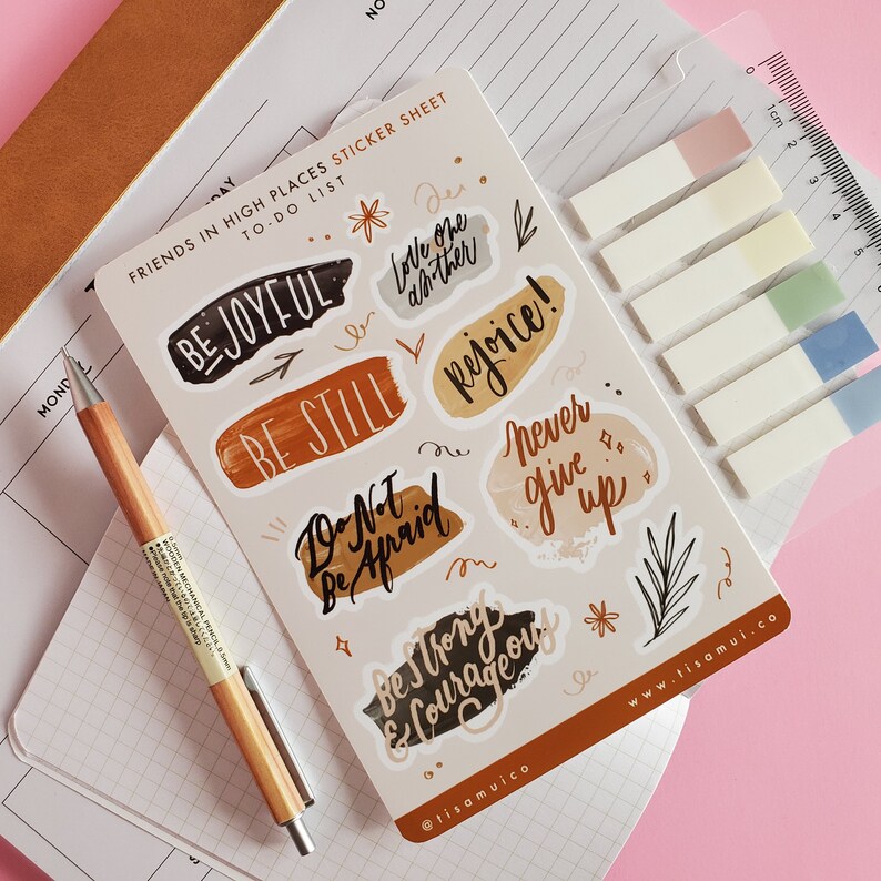 To-Do List 2 Sticker Sheet Catholic Planner Stickers Be Still Be Joyful Rejoice Be Strong and Courageous
