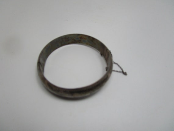 Antique Engraved Sterling Silver Hinged Bangle Bracelet