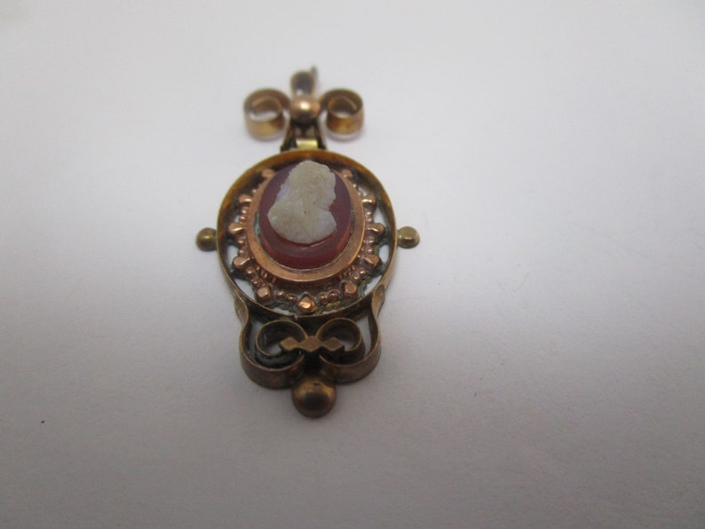 Lovely Antique Victorian Fancy Cameo Necklace Pendant image 1