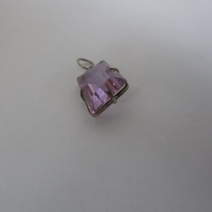 Vintage Modern Style Sterling Silver & Large Amethyst Stone Pendant