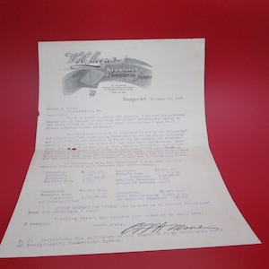 Antique 1906 Letterhead W H Moore&#39;s Newspaper Brockport New York