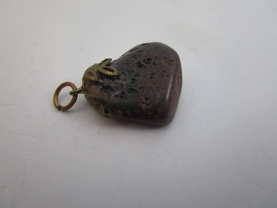 Antique Polished Stone Necklace Pendant - image 1