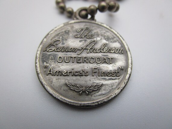Antique Advertising Keychain " The Barron - Anderson Overcoat America's Finest " View 2