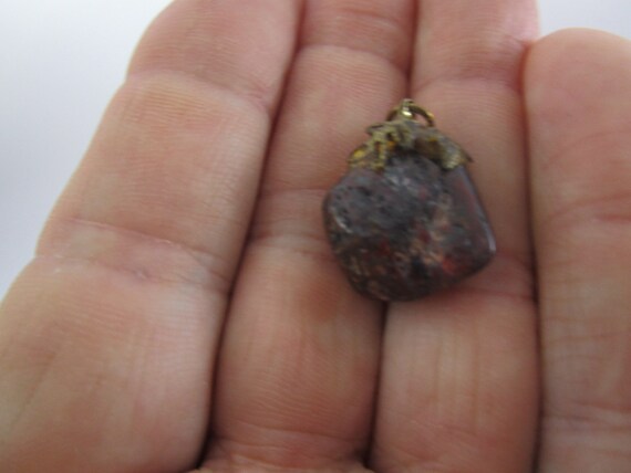 Antique Polished Stone Necklace Pendant - image 3