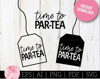 Tijd tot Par-Tea SVG, Handlettered svg, Theezakje tag svg, Teacup svg, Mug svg, Party thee svg, Grappige cricut mok, Cricut thee, Par-tea tijd