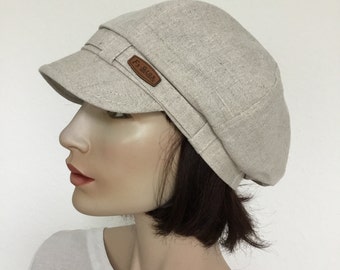 Women's Summer Cap Peaked Cap 100% Linen Handmade NEW