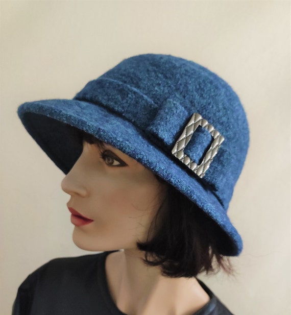 Sale Designer Women's Hat Cloche Hat 20s Wool 