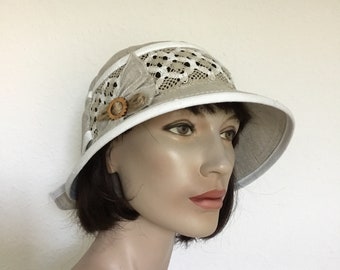 Women's Hat Summer Hat Sun Hat 100% Linen Handmade NEW