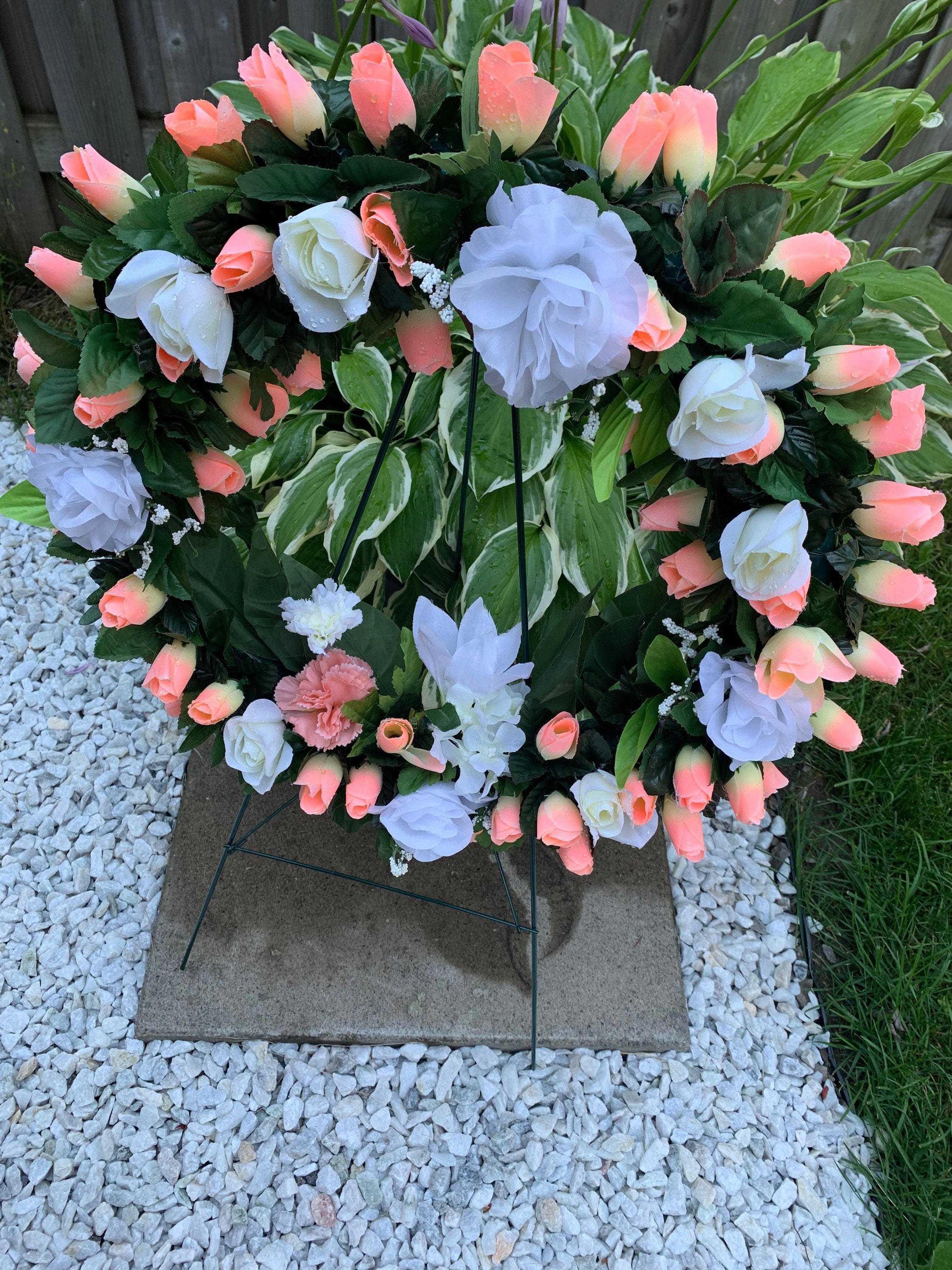 Artificial Wreath Funeral Graveside Decorations, Cemetery Wreath