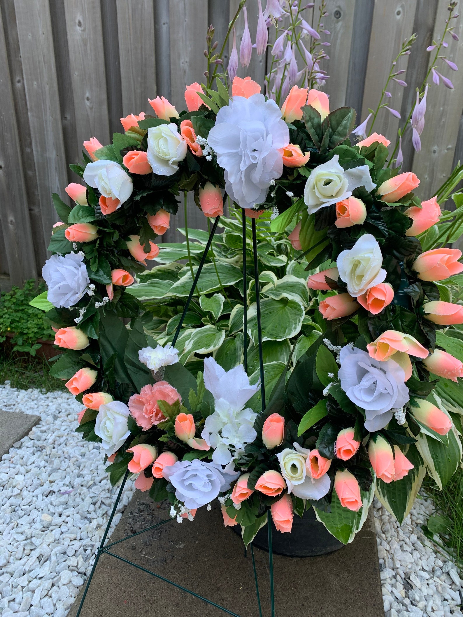 Artificial Wreath Funeral Graveside Decorations, Cemetery Wreath