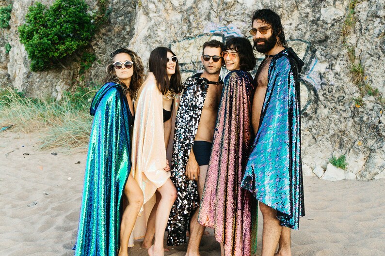 Sequin Cape Unisex Holographic Kimono Iridescent Clothing Etsy