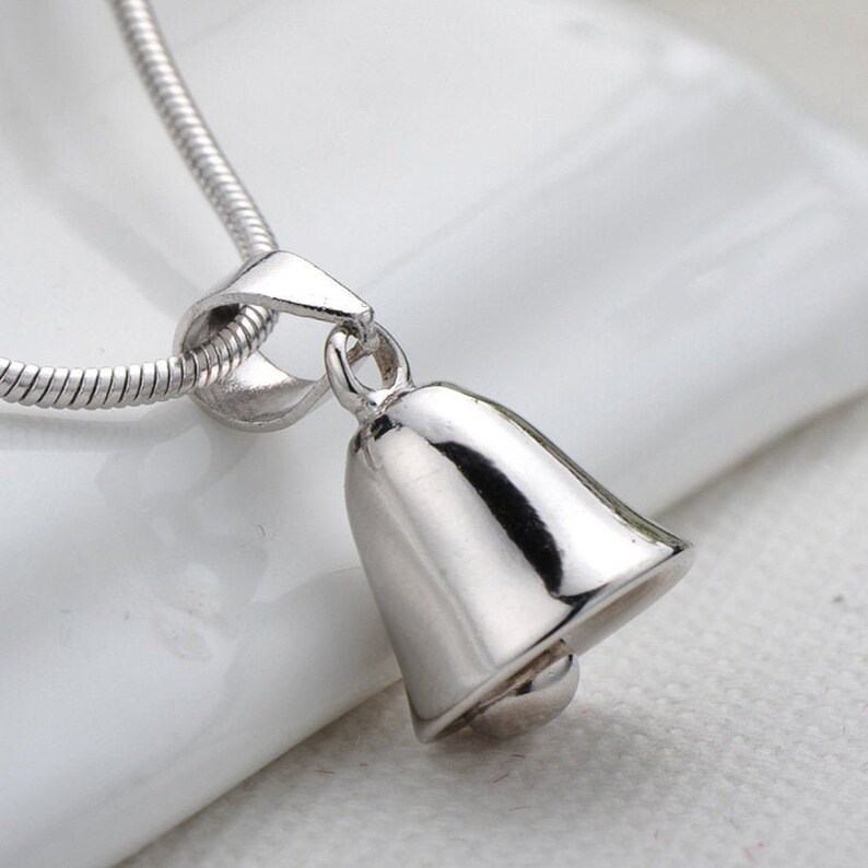 Bell Pendant and Necklace in SOLID SILVER .925 Sterling Silver Etsy