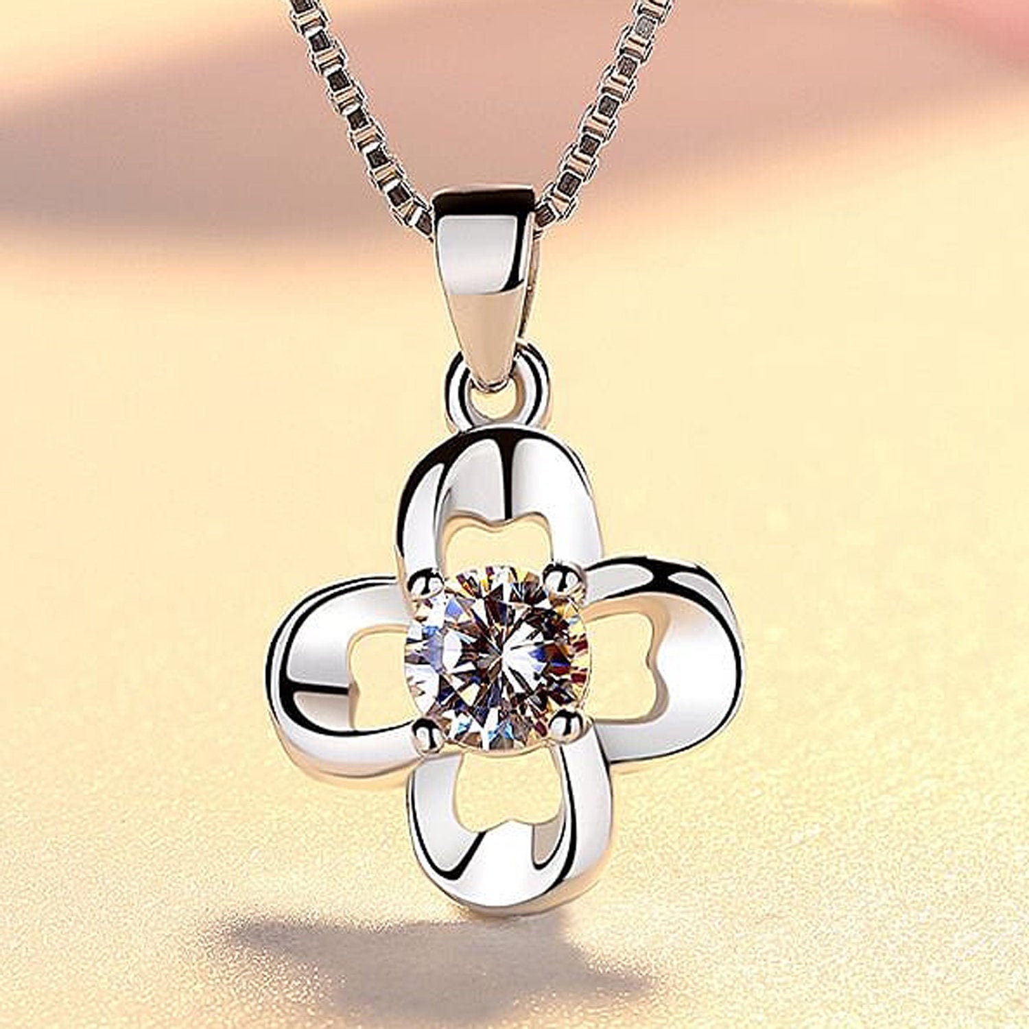 Flower Pendant and Necklace in SOLID SILVER .925 Sterling Etsy