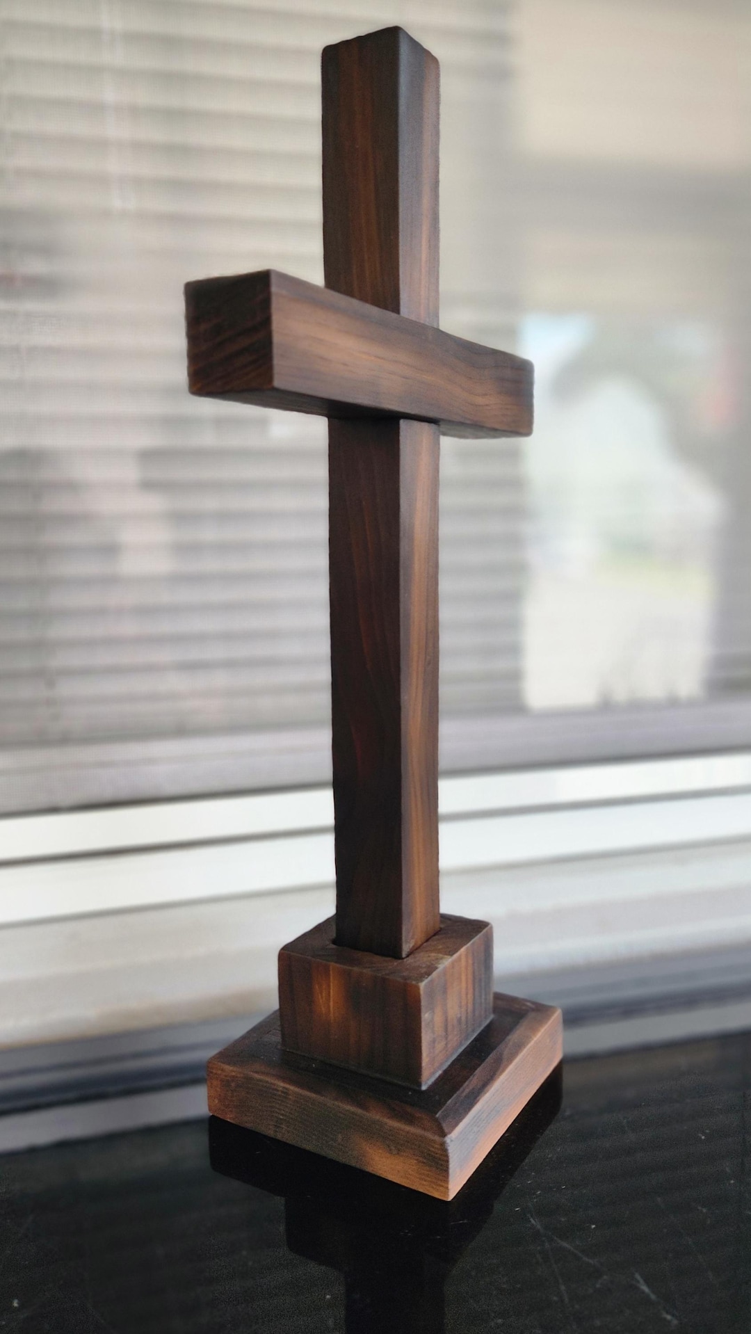 Large Wooden Cross With Base: Rustic Home Chapel Decor - Etsy