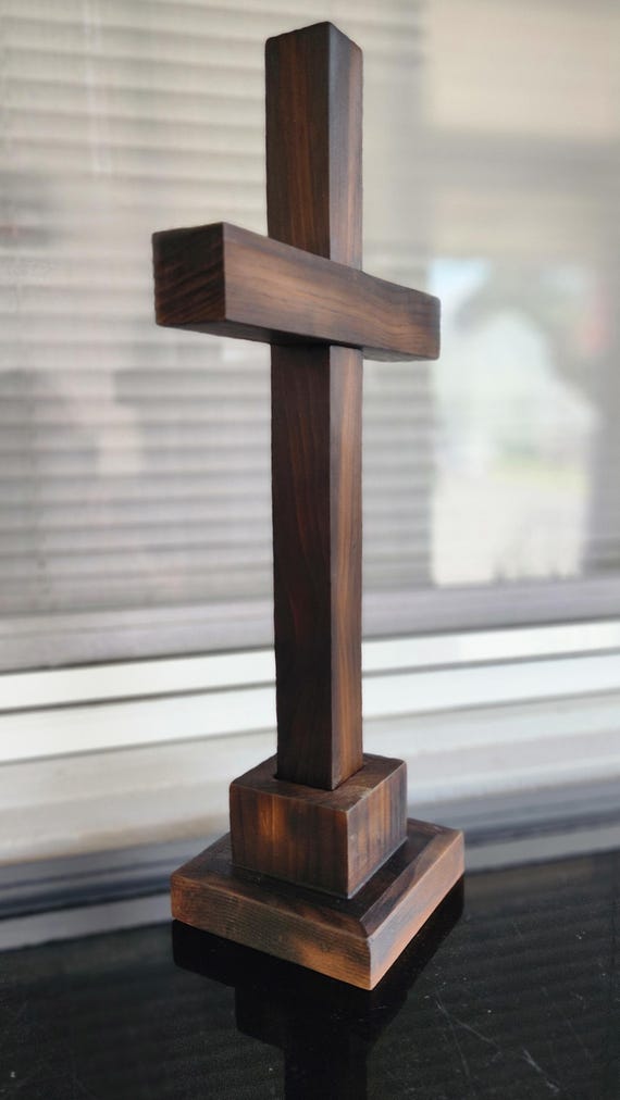 その他 wood cross Large Wooden Cross With Base: Rustic Home Chapel Decor - Etsy Canada