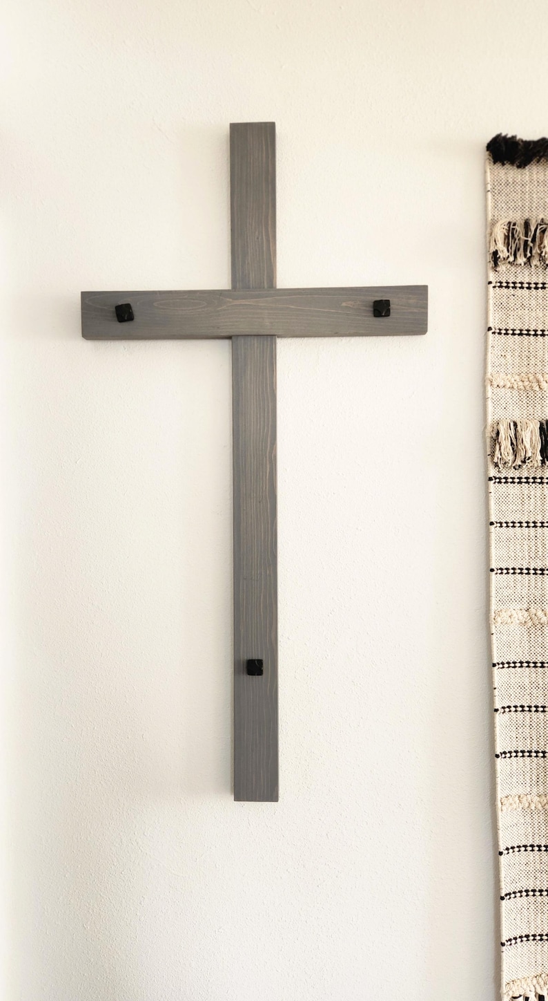Rustic Wood Cross With Iron Nails: Sacramental Wall Decor - Etsy