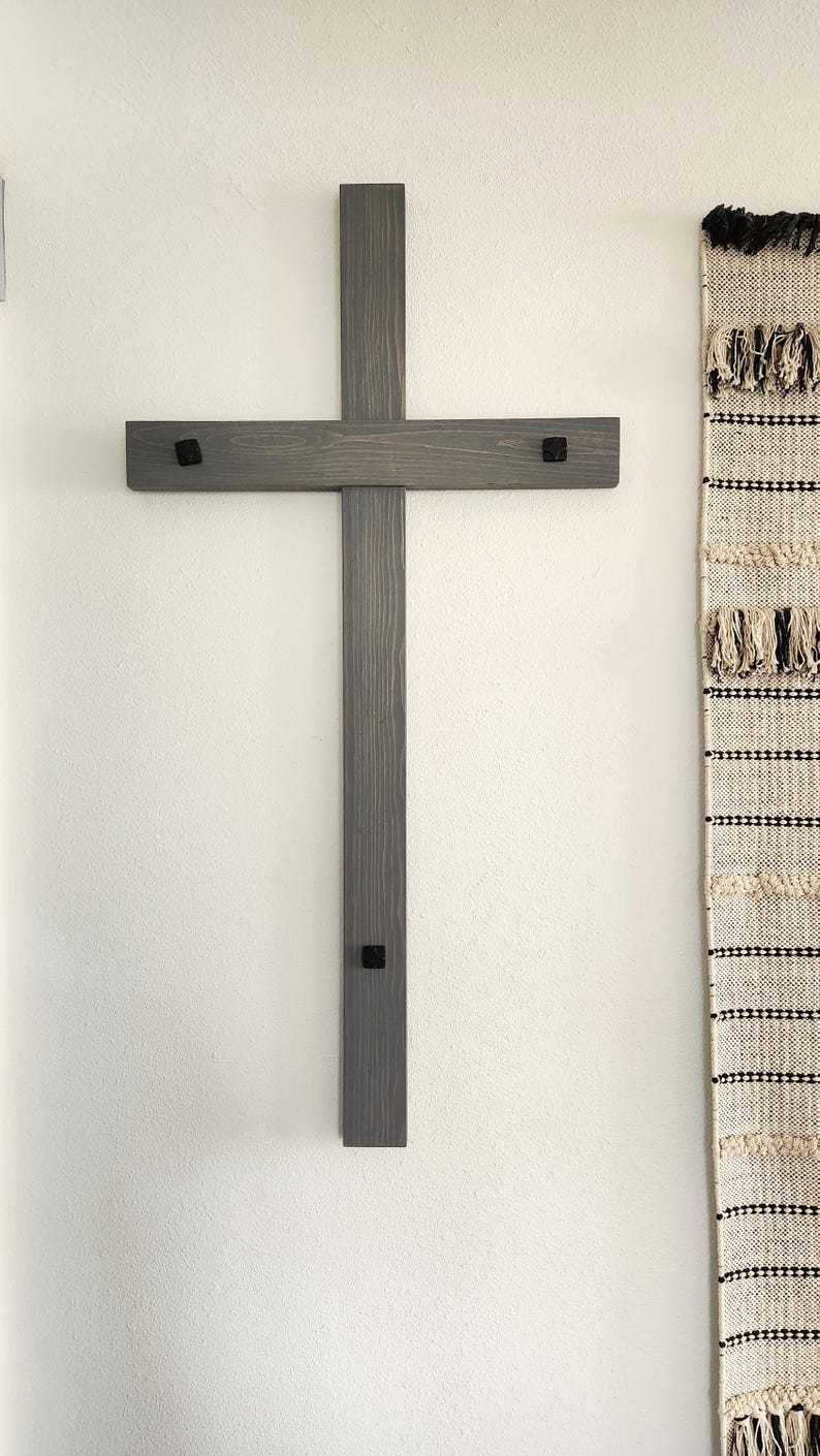 Rustic Wood Cross With Iron Nails: Sacramental Wall Decor - Etsy