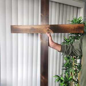 Large Wood Cross: 60" (5ft) Rustic Wedding Decor, Church and Home Blessing, Memorial, Made in USA