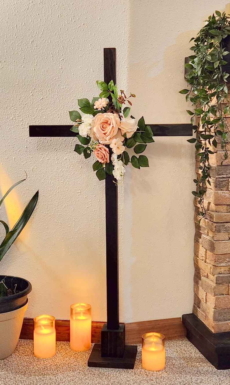 Large Wooden Cross With Base: Rustic Home Chapel Decor - Etsy