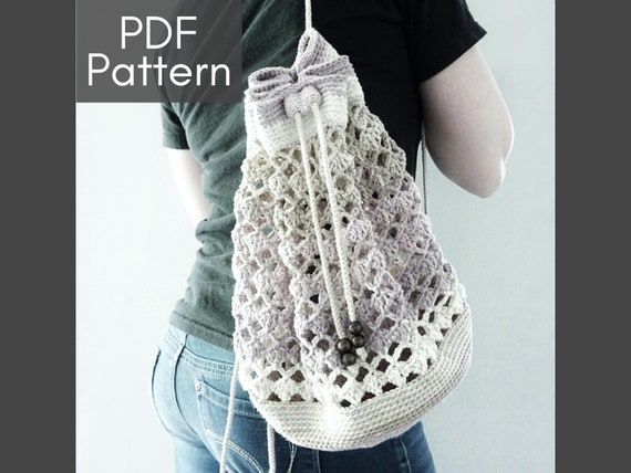 Diamante Cinch Bag Crochet PATTERN Pdf Instant Digitable Download Mesh Backpack Market Bag Etsy