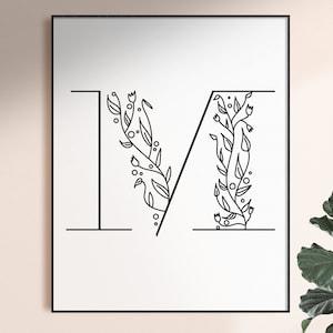 Flower Letter M Monogram Digital Download Printable Wall Art | Etsy