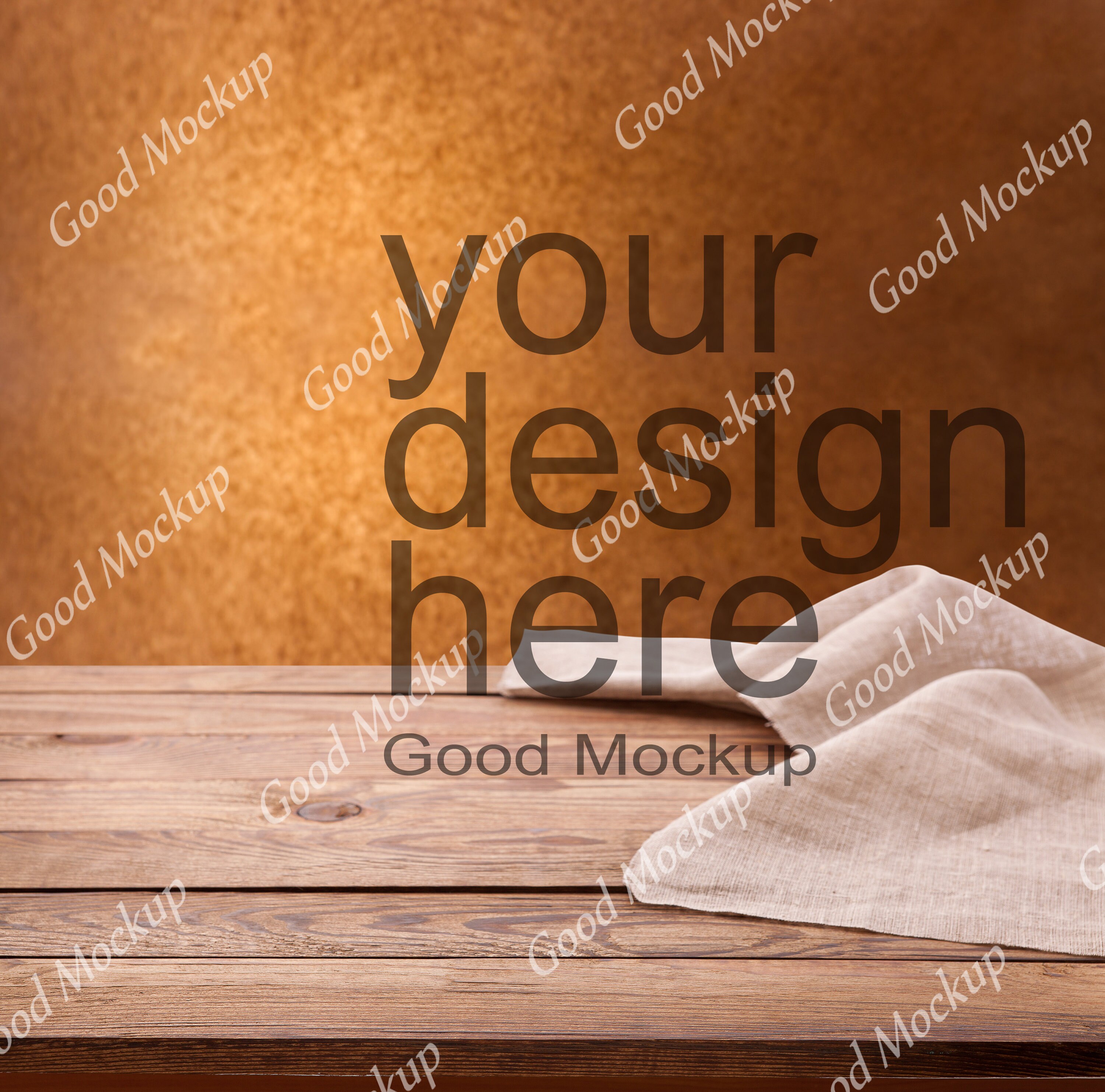 Download Mockup Napkin Tablecloth on Wooden Table Workspace Mockup ...