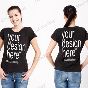 Download Women S Blank Black T Shirt Apparel Mockup Bella Canvas Etsy