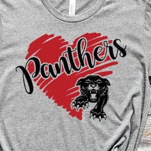 Digital Panthers Heart,  For Screen Print, For Heat Transfer, For School Spirit Graphic Tee Transfers.