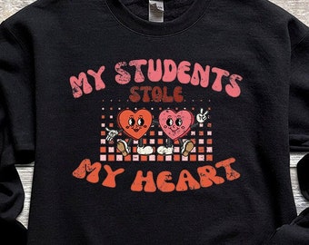 DTF Ready to press, Vintage, Faded, My Students Stole My Heart, Retro Teacher DTF, Teacher Valentines Day Graphic Ready To Press