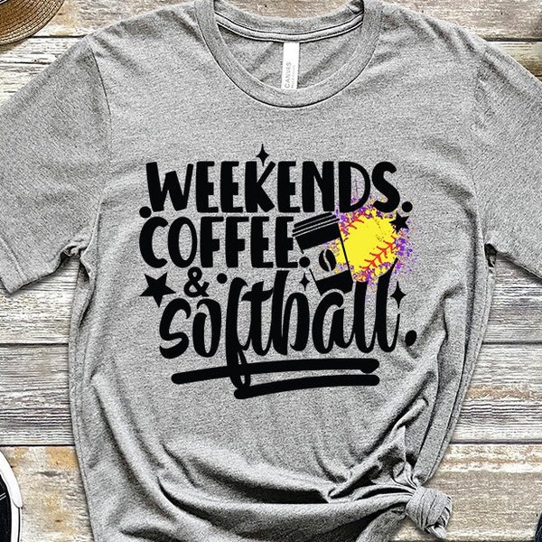 DTF Ready To Press Weekends, Coffee, And Softball Print, Softball Mom Dtf, Dtf Gameday, Softball And Coffee T Screen Print, Softball Mama