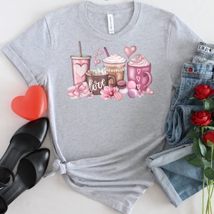 DTF Ready to press Valentine Coffee, Screen Print Transfer, Heat Transfer for T-Shirts, Valentine Coffee Shirt for Her Graphic Tee Transfers