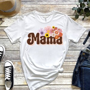 Retro Floral Mama T-shirt, Mom Shirt for Mom for Mother&#39;s Day, Mama T-shirt, Shirt for Mom for Mother&#39;s Day, Mama T-Shirt, Retro Mama Shirt