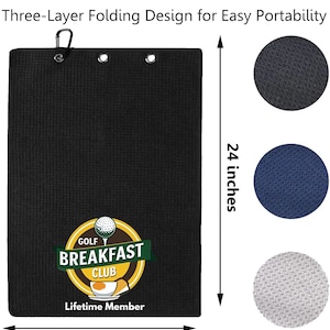 Breakfast Club Golf Towel Microfiber Golfer Gift- Premium Double Sided Towel for Golf Bags-Ideal Golf Accessories for Men and Women