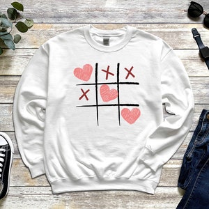 Valentines Day Crew Neck, Valentines Tic Tac Toe Crew, Valentines Crew Neck, Love Shirt, Gift for Wife, Girlfriend Gift, Gift for Her