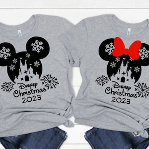 Disney Minnie or Mickey Christmas 2023 heat transfer vinyl decal, Disneyland, Disney World. matching shirts, htv, iron on