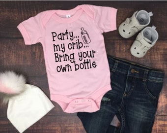 Party my crib heat transfer vinyl decal. baby girl, baby, quote baby sayings, crib, htv, iron on