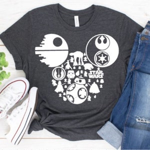 Pegatinas de vinilo termoadhesivas de Disney Star Wars, calcomanías de transferencia térmica de Disney, camisetas de Disneyland, camisetas de Disney World, pegatinas termoadhesivas de Mickey Mouse, camisetas de Star Wars