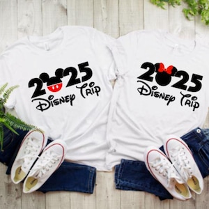 Disney Mickey and Minnie 2025  iron on, disney trip shirts, heat transfer vinyl decals, disneyland shirts, disney world shirts