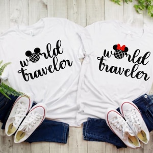 Disney Mickey and Minnie world traveler heat transfer vinyl decals, Disney vacation, disney world, matching shirts. iron on