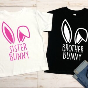 Brother and sister bunny family tshirts, bunny, heat transfer, matching tshirts, Easter bunny, htv