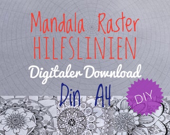 Mandala Raster Hilfslinien Din A4 rechteckig Druckvorlage digital